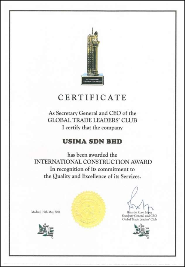 Majlis Penyampaian Anugerah CIDB kepada Usima Sdn Bhd