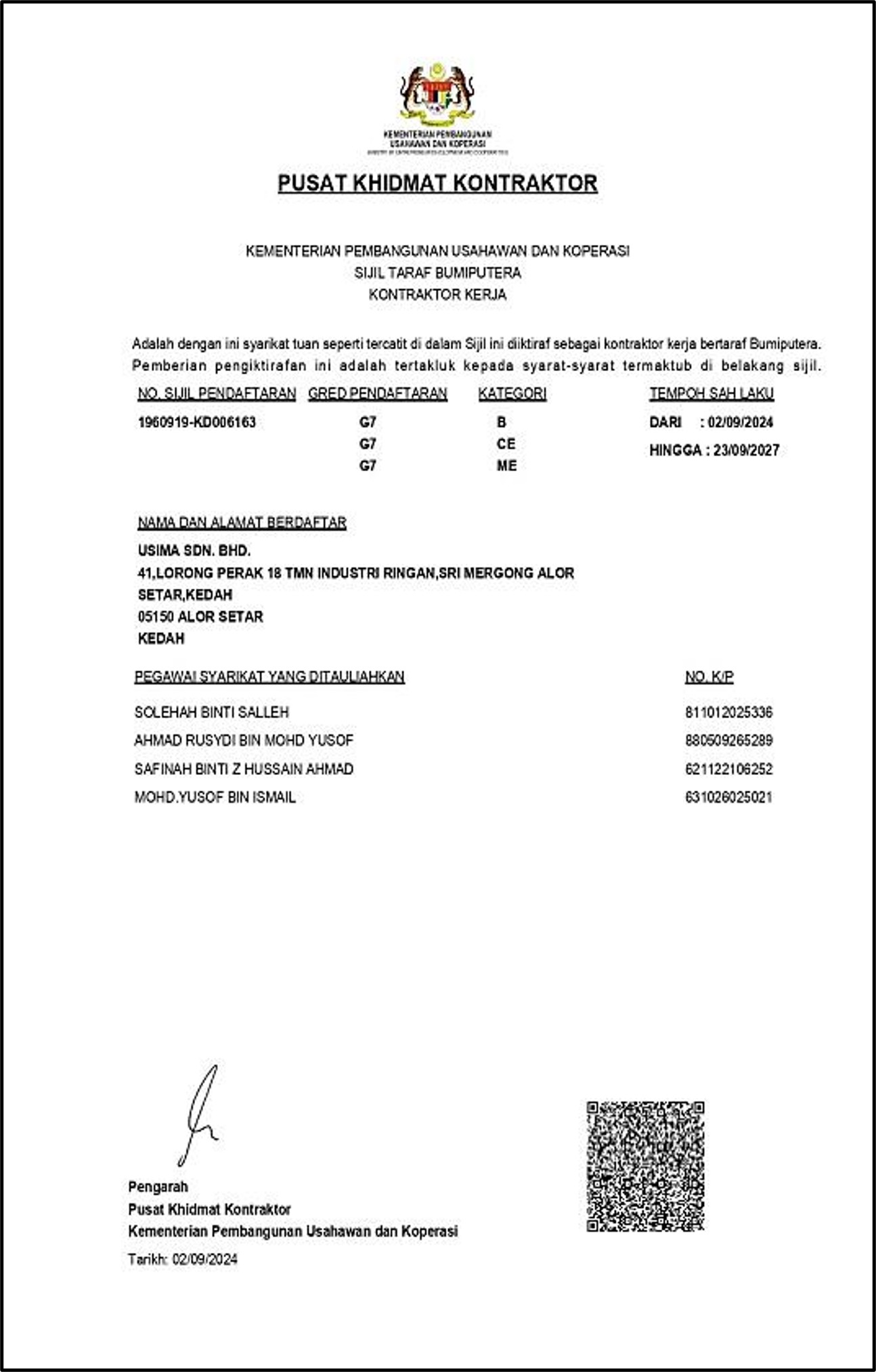 Sijil Pusat Khidmat Kontraktor